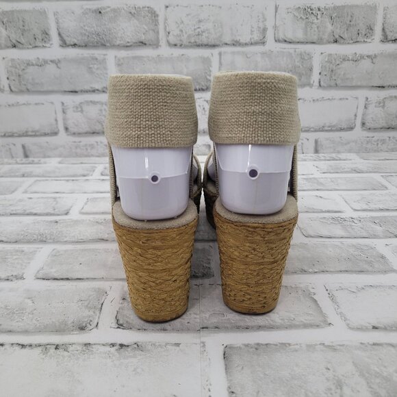 NWOB Charleston Shoe Company Bermuda Wedge Sandal Linen Stretchy Elastic Size 6 - Picture 5 of 8